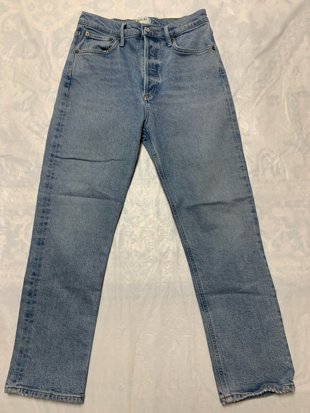 Agolde Riley High Rise  Straight Crop Button Fly Jeans Size 27